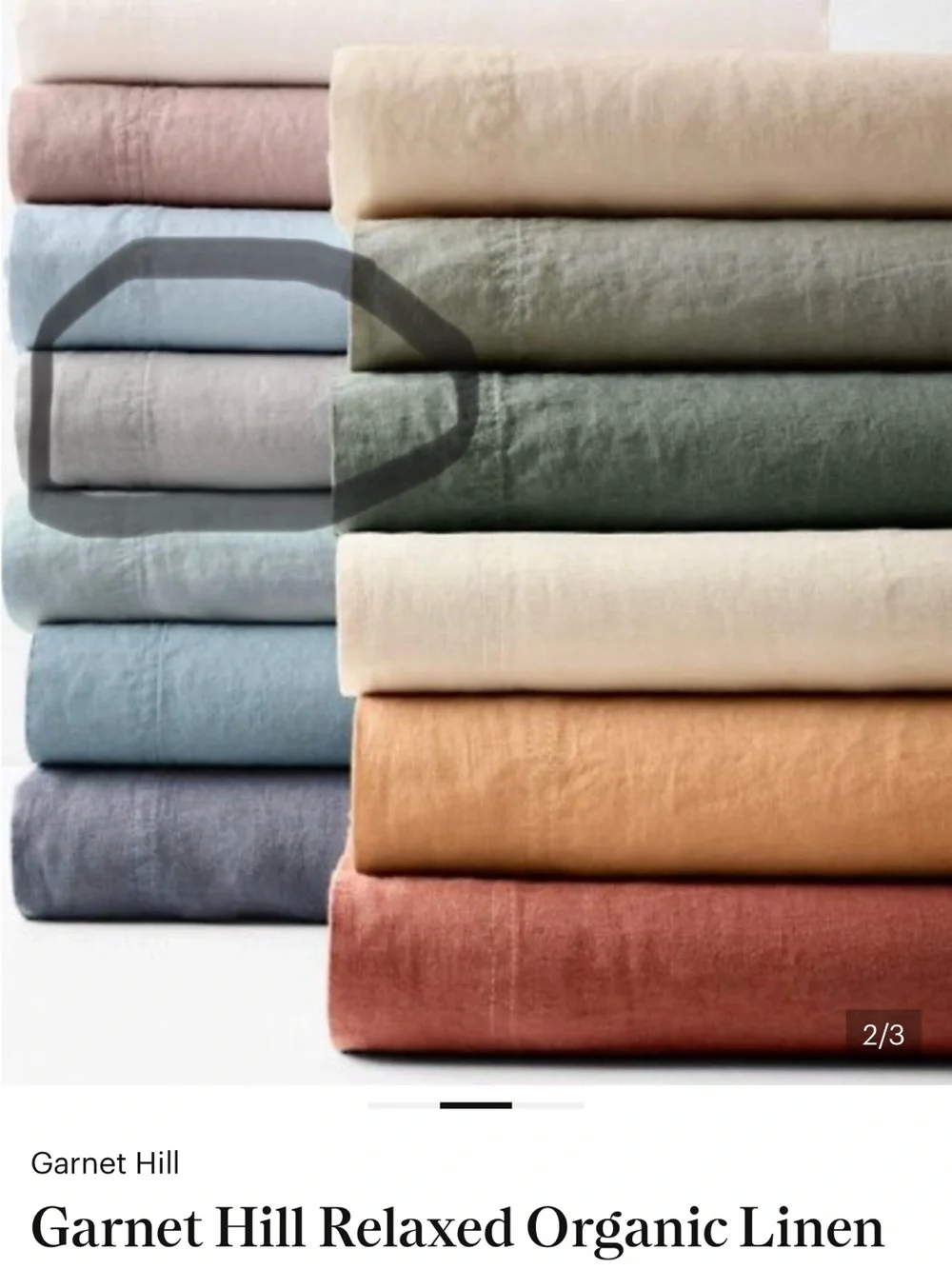 Garnet Hill Relaxed Organic Linen Solid Queen Storm Sheet Set